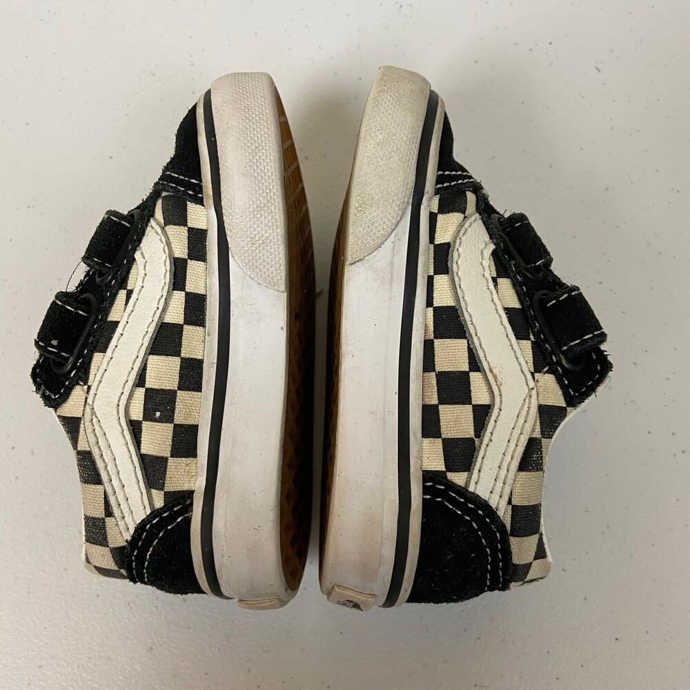 Vans Toddler Old Skool V Checkerboard Black White Sneakers Shoe Size 4 - Picture 7 of 9